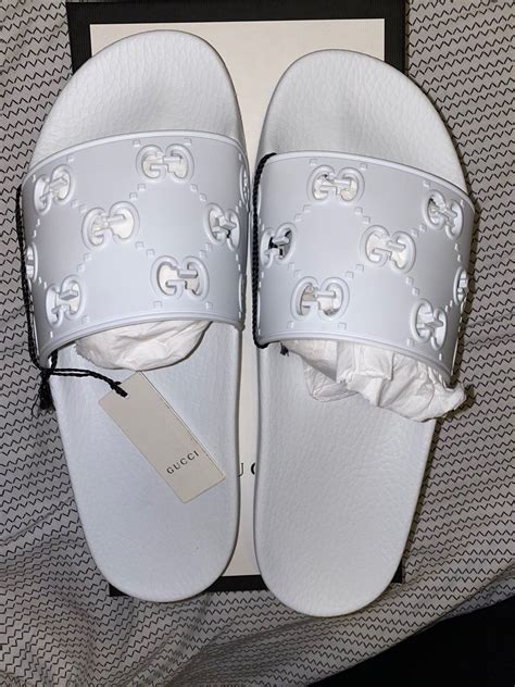 gucci slides white on|gucci slides outlet.